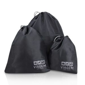 Kit Organizador De Malas Para Viagem Com 3 Peças Jacki Design Preto