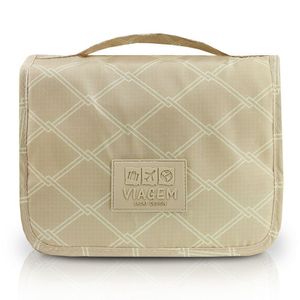 Necessaire Com Gancho Para Viagem Estampa Listrada Jacki Design Creme