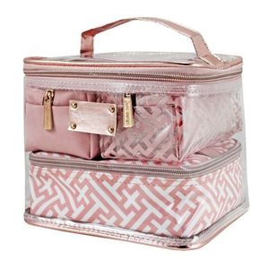 Kit De Necessaire Com 4 Peças Diamantes Jacki Design Rosa