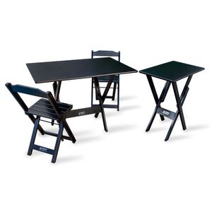 Jogo De Mesa Dobrável 1,10x70 Com 2 Cadeiras E Mesa Aparador Preto Cor: Marrom