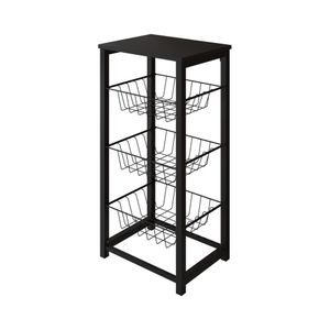 Fruteira De Chão Cozinha Desmontada Aço Preto Tampo Preto Madri Cor: Preto