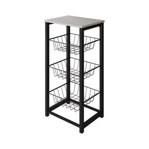 Fruteira De Chão Cozinha Desmontada Aço Preto Tampo Branco Madri Cor: Preto