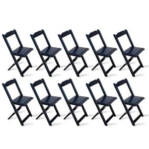 Kit 10 Cadeiras Dobraveis Preta Decor Cor: Preto