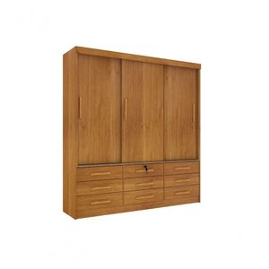 Guarda Roupa Casal Chicago 3 Portas 9 Gavetas S/Espelho Tcil Cinamomo