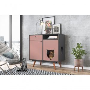 Aparador Retro Pet Catito Grafito/rose - Cor: Cinza