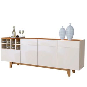 Buffet Duna 3 Portas 1 Gaveta E Adega Mavaular Off White/Naturale