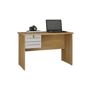 Escrivaninha Mesa Para Computador Byte 2 Gavetas Com Chave Valdemoveis Cinamomo/Off White