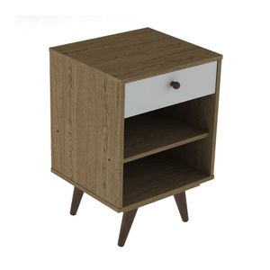 Mesa Cabeceira Retro Plus Carvalho Branco Mdf/mdp 42cm Olivar - Cor: Branco