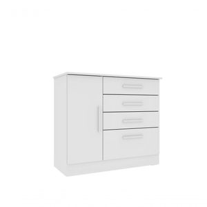 Cômoda Chicago 4 Gavetas 1 Portas Tcil Neve