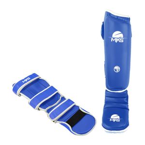 Caneleira Kickboxing Mks Homologada Pela Cbkb Cor Azul Tamanho M
