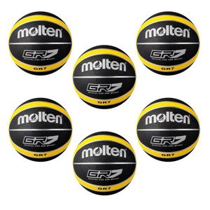 Kit Com 6 Bola(s) Molten Basketball Rubber Cover Gr7 Preto/amarelo Tamanho único