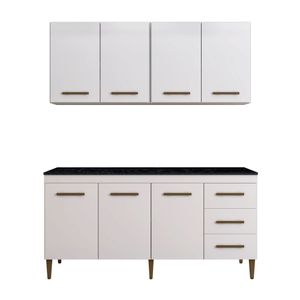 Cozinha Completa 7 Portas 3 Gavetas Atenas Kaiki Moveis Branco