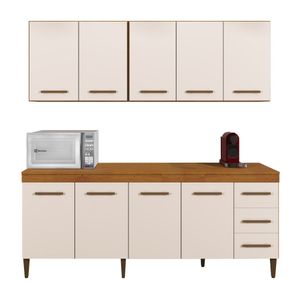 Cozinha Completa 9 Portas E 3 Gavetas Atenas Kaiki Moveis Nature/off White