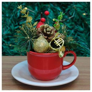 Xicara Vasinho De Natal Arranjo Decorativo Artesanal