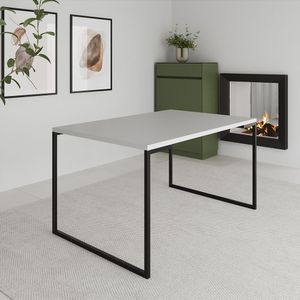 Mesa Industrial Jantar 137X90Cm Branca Manchester - Preto