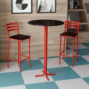 Conjunto Bistrô Mesa Com 2 Banquetas Altas Morumbi Vermelho E Tampo Preto - Preto