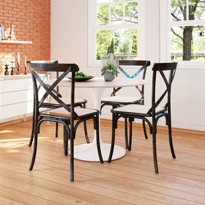 Kit 8 Cadeiras Katrina Preta Assento Corano Bege Aço New Green - Branco