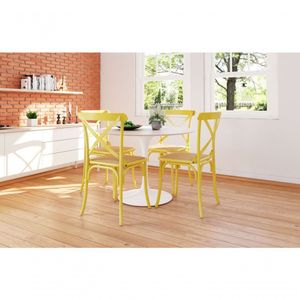 Kit 6 Cadeiras Katrina X Amarela Assento Bege New Green - Bege