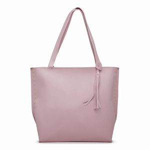 Bolsa Grande Sacola Feminino Com Zíper Detalhes Laterais E Alça De Ombro
