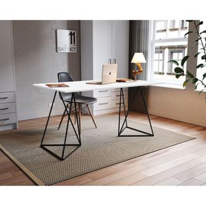 Escrivaninha Mesa Bela Vista Preto E Tampo Branco - Preto