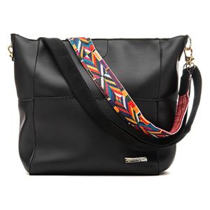 Bolsa Sacola Feminina Lisa Com Alça Colorida Removivel E Ziper
