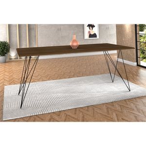 Mesa De Jantar Trama Base Preta Com Tampo Amêndoa 140 X 80 - New Green - Marrom