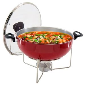 Rechaud Vermelho A álcool Com Tampa De Vidro 6,5l