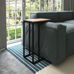 Mesa Lateral Encaixe Elena Preto E Tampo Amêndoa New Green - Preto