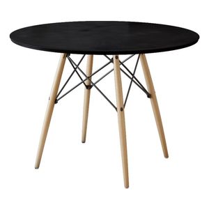 Mesa Eiffel Wood Tampo De Madeira 90 Cm Preto New Green - Preto