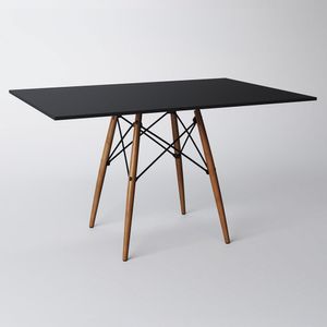 Mesa Dkr Eiffel Retangular Tampo De Madeira 120X75Cm Preto - Branco