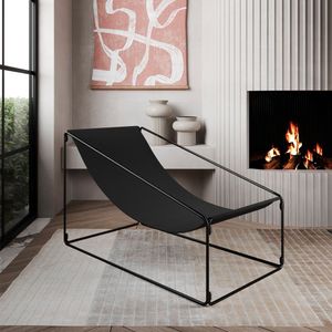 Espreguiçadeira Industrial Luxo Arpoador Tecido Suede Preto - Marrom