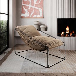 Espreguiçadeira Industrial Luxo Arpoador Com Almofada Bege - Bege