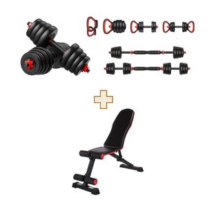 Kit 6 Em 1 Até 40kg + Banco Ajustável 90° Ahead