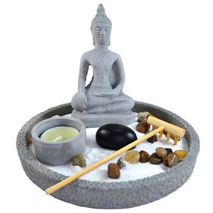 Terrário Bandeja Areia Altar Jardim Zen Decorativo Porta Vela Incenso Pedra 16cm