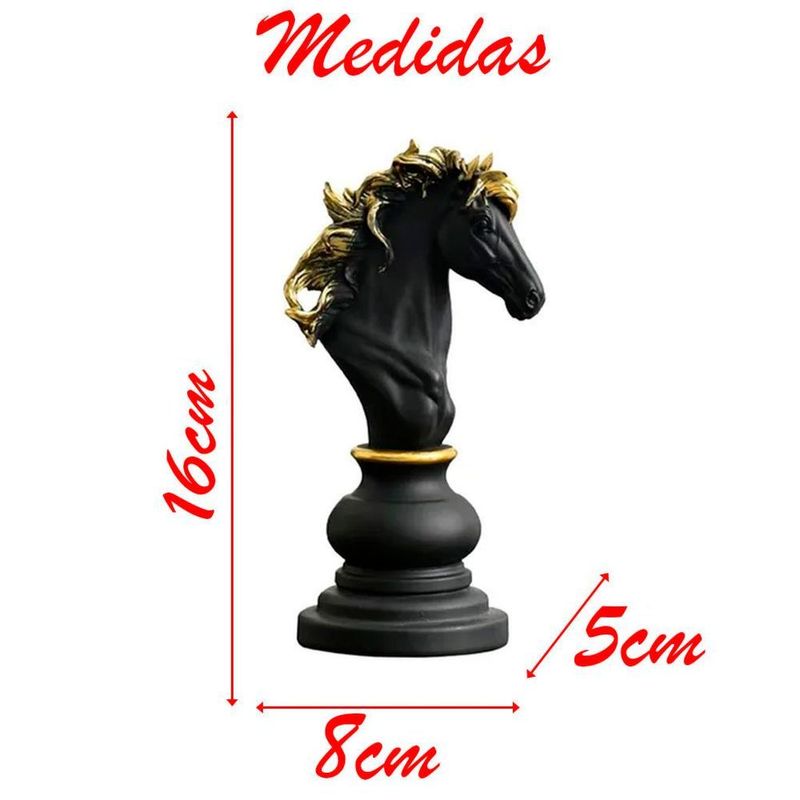 Decoração Peças De Xadrez Rei Rainha E Cavalo Escultura Média Estátua -  WebContinental
