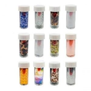 Kit 12 Potes De Foils P/ Unhas Decoração Estilo Transfer 3D