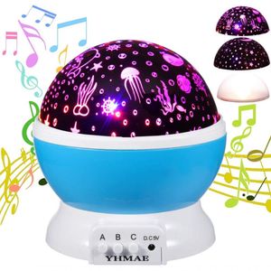 Luminária Baby Starry Ocean Music Night Light Projector Lullaby Para Crianças Azul