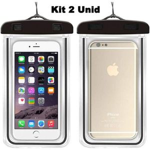 Kit 2 Unid Capa A Prova D Água Para Celular Universal Até 6.5 Polegadas Preto