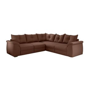Sofá De Canto 5 Lugares Com Retrátil Qatar Suede Marrom Marrom