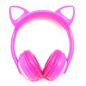 Headphone Bluetooth Com Orelhas De Gato E Iluminação Led Gatinho Rosa