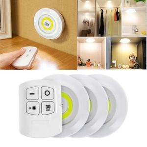 Kit 3 Lâmpada Luminária Adesiva Led 3 Spot Luz Fria Controle Remoto Smd