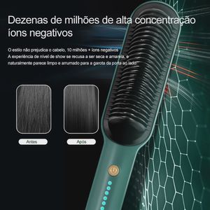 Escova De Alisamento De Cabelo Profissional 2 Em 1, Penteadeira De Cerâmica Quente Verde