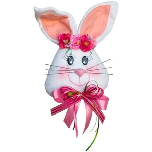 Enfeite Decorativo Coelha De Páscoa Com Flores Tecido 30cm