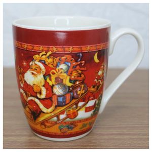 Caneca De Natal Papai Noel Com Trenó 350ml Cerâmica