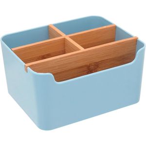 Anetto Porta Talheres 10X18X15Cm Plástico Azul Com 5 Divisoes