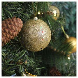 60 Bolas Enfeite Natalino árvore Natal Dourado Glitter 70mm