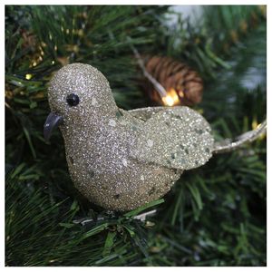 Kit 12 Enfeite Decoração árvore Natal Pomba Dourada Natalina 16cm