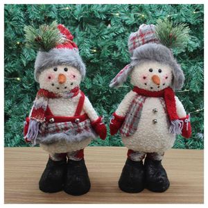 Dupla Enfeite Boneco De Neve Natal Em Tecido 38cm