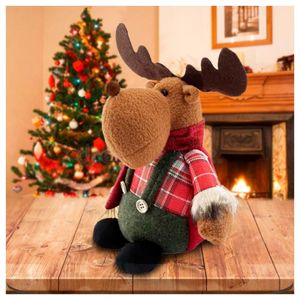 Boneco Natal Decorativo Rena Tecido Xadrez 22cm