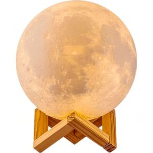Luminária Quarto Lua Cheia Bateria 15cm Led Rgb Usb Touch